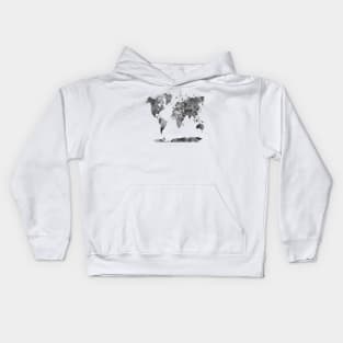 World Map Watercolor Black Kids Hoodie